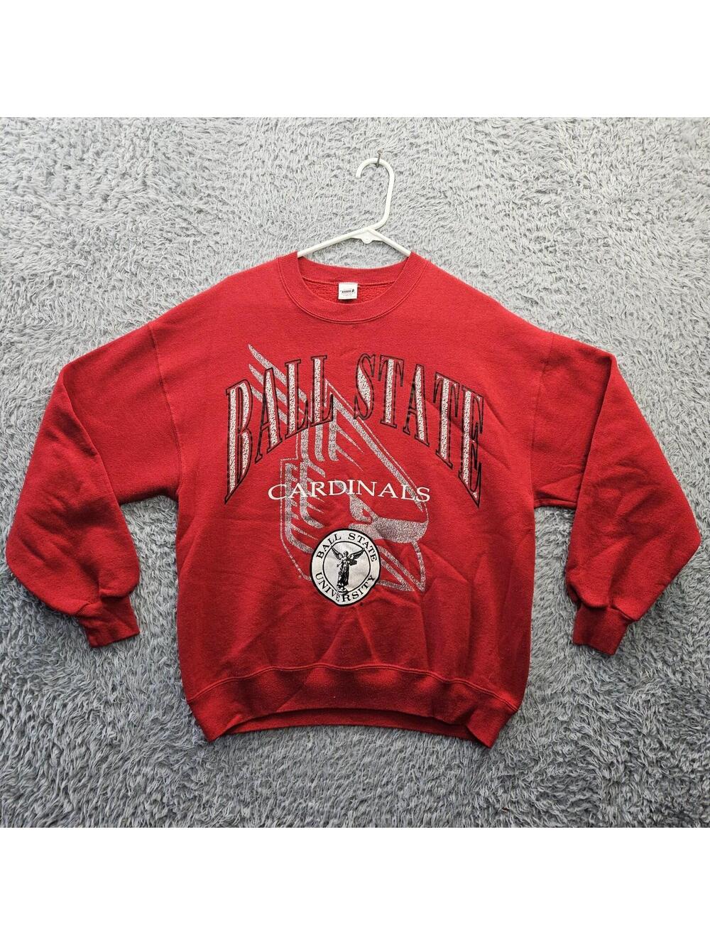 Ball State Cardinals Vintage 80s Sweatshirt Men Large Muncie Indiana Football